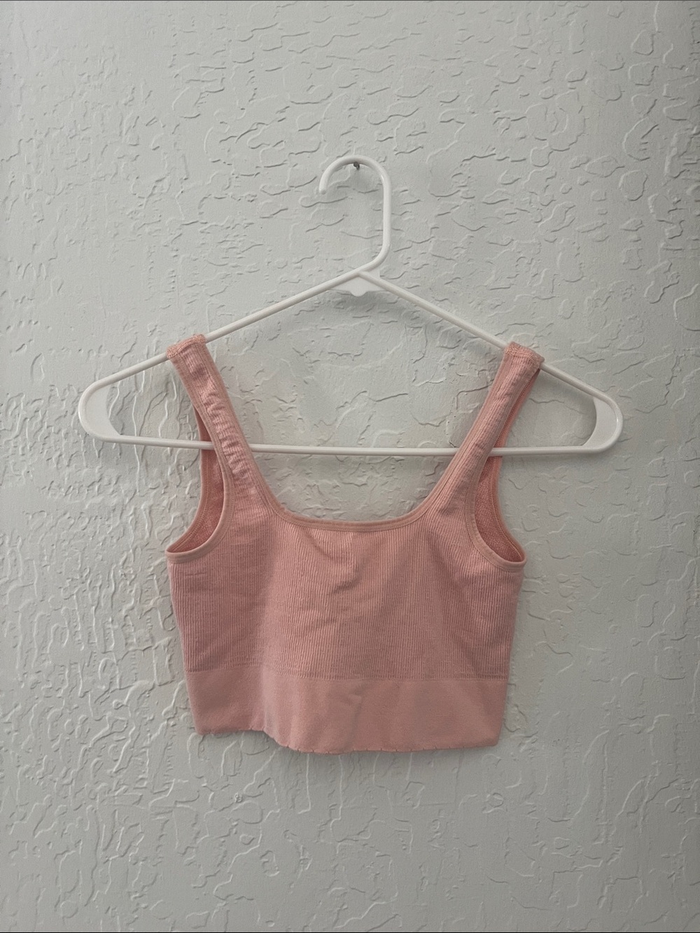 Pink Ribbed Cropped Tank Top - Women size S/M